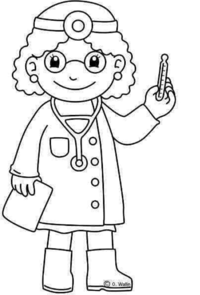 Friendly cartoon doctor illustration in a lab coat, glasses, and head mirror, holding a thermometer and clipboard.