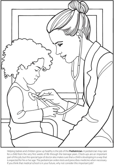 Pediatrician examining child with stethoscope in this engaging line art drawing, highlighting the importance of regular check-ups.