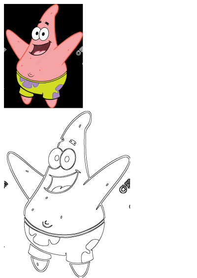 Happy Patrick Star cartoon character, a pink starfish from SpongeBob, smiling wide with green shorts. Ideal for fans.
