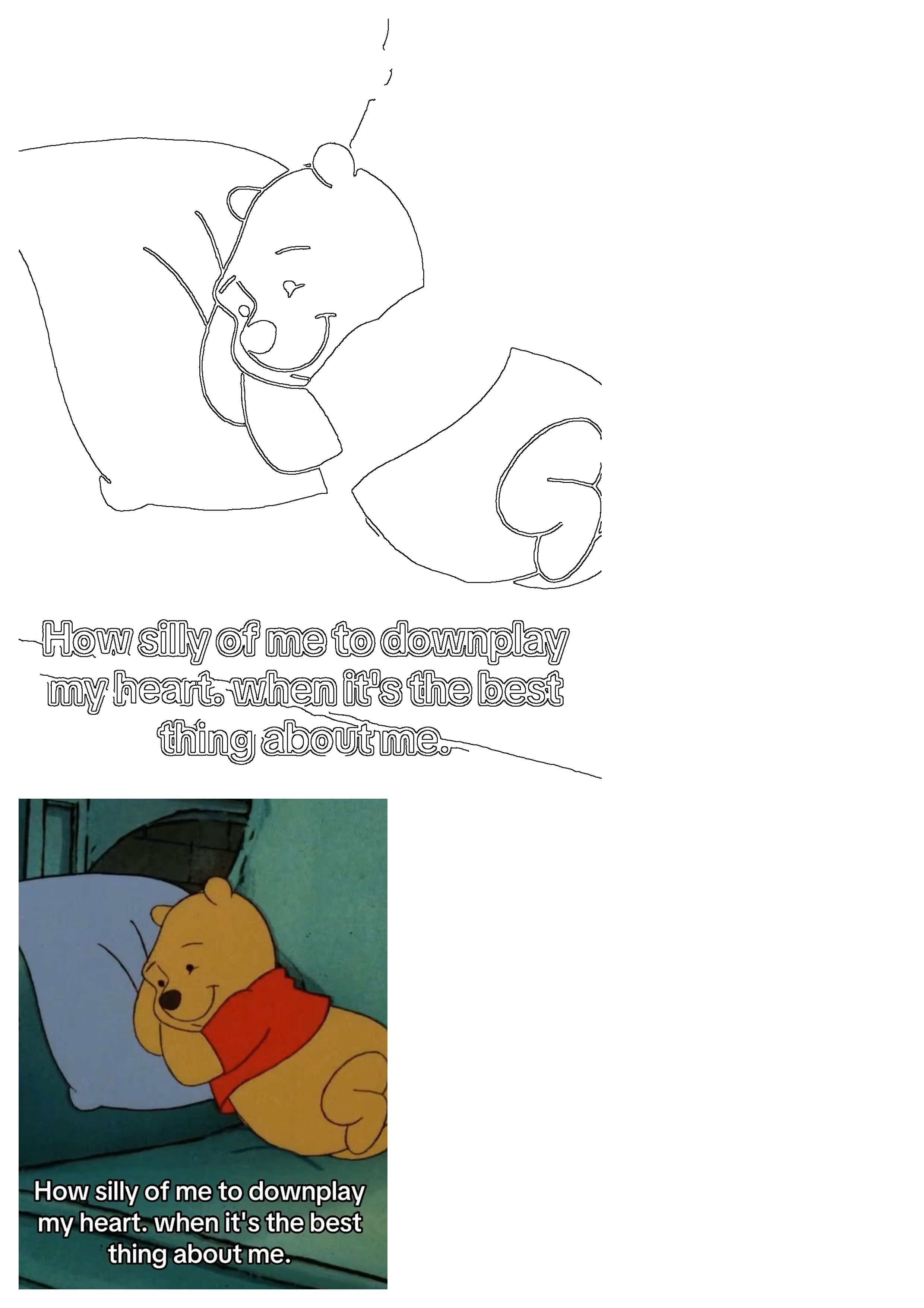Winnie the Pooh rests on a pillow with a quote about valuing one's heart. This comfort image is associated with prayer to the Creator of Stars.