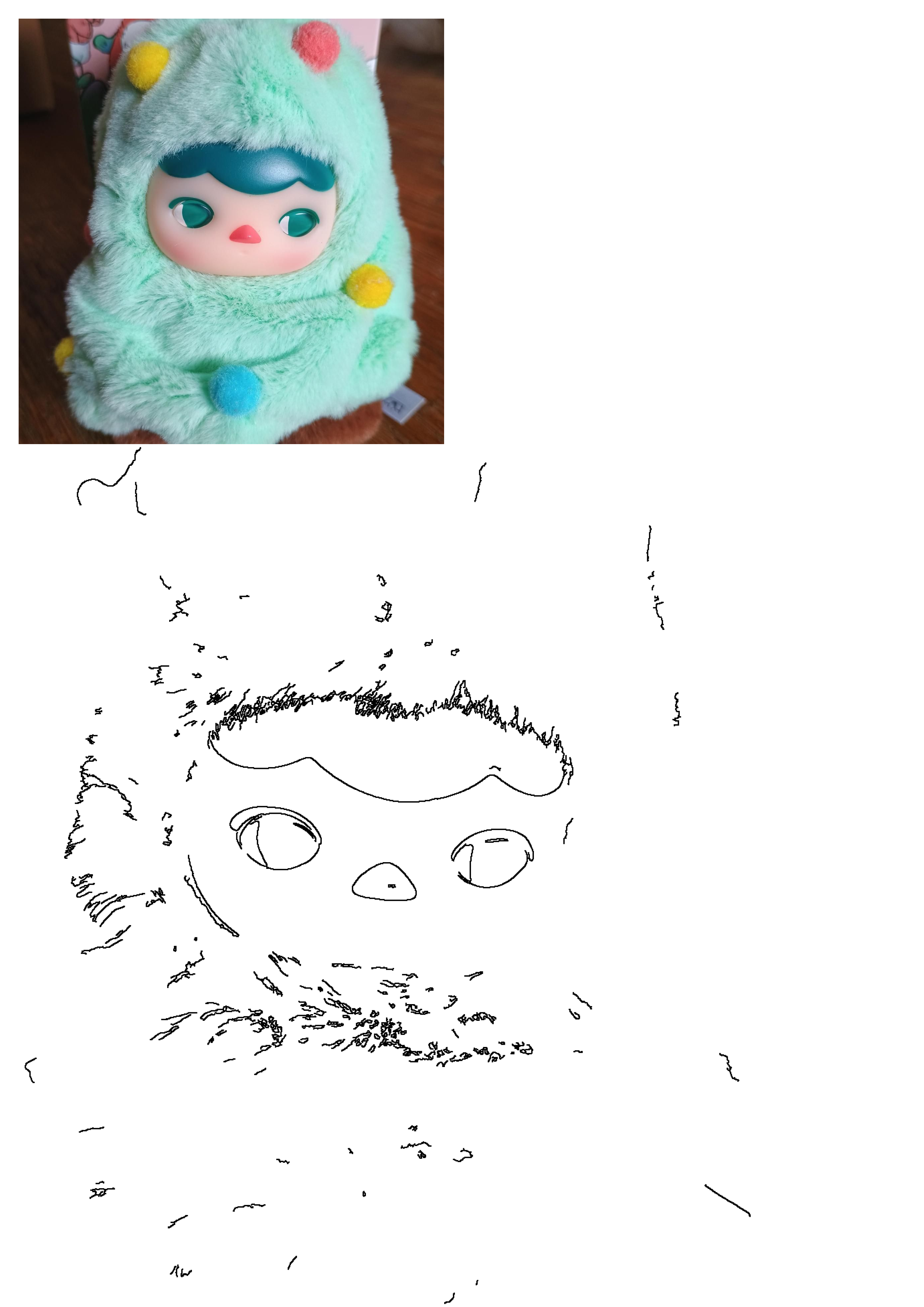 Depop unisex mint green fuzzy stuffed animal with a cute doll face, big eyes, and colorful pom-pom details. A lovable plush toy.