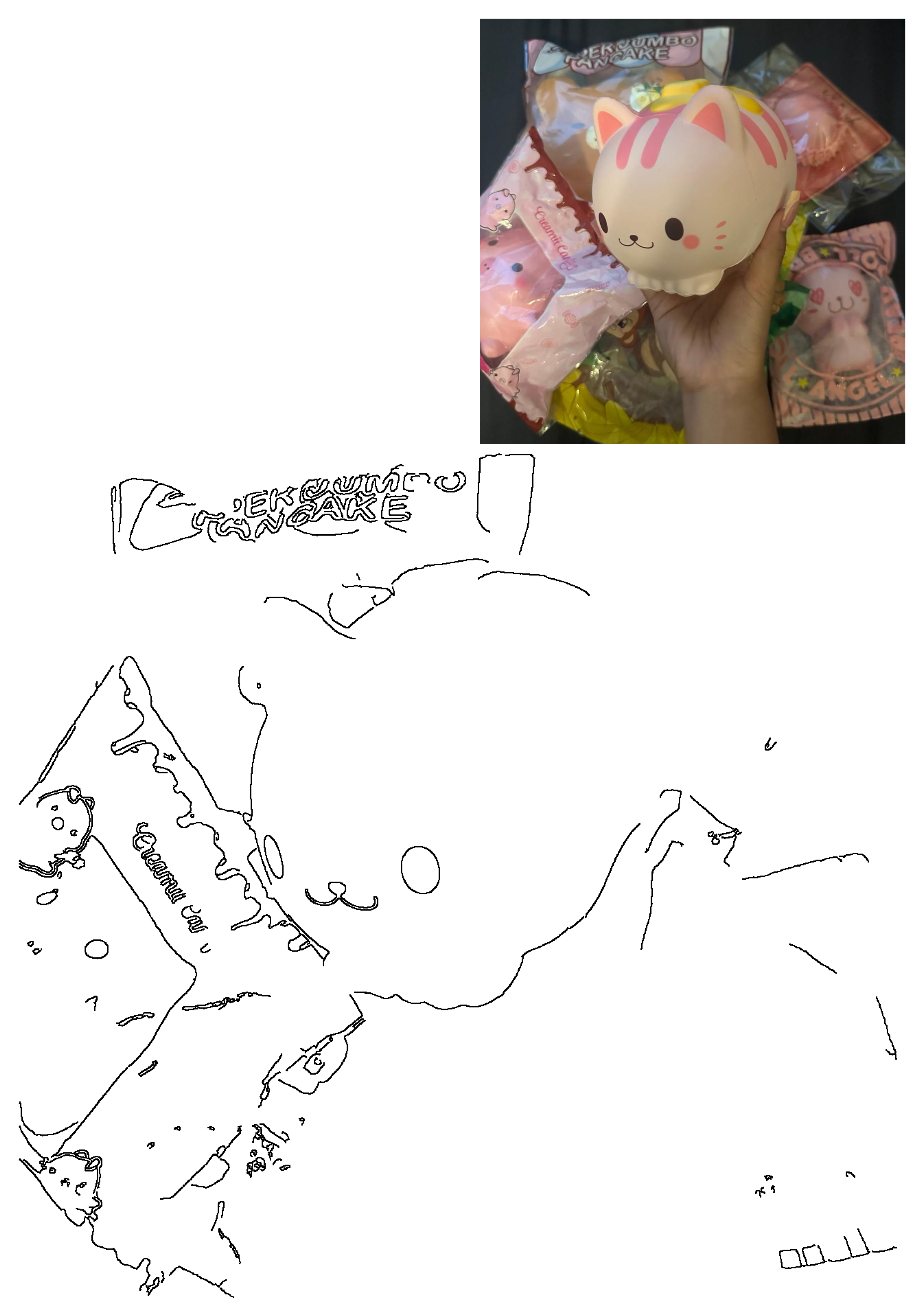 Hand holding a cute pink and white kawaii cat squishy plush toy, popular on Depop. This unisex stuffed animal adds charm to any collection.