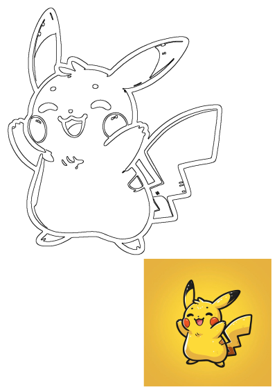 A cheerful cartoon Pikachu outline featuring its signature red cheeks, joyfully waving to welcome viewers.
