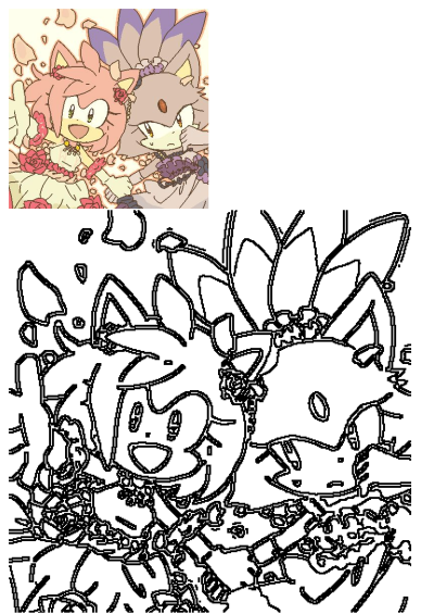 Amy Rose and Blaze the Cat, iconic Sonic characters, smiling brightly while adorned with vibrant flowers and petals.