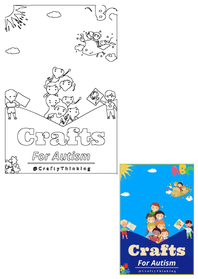 Vibrant image of diverse children happily creating crafts, promoting autism-friendly activities and creative fun by CraftyThinking.