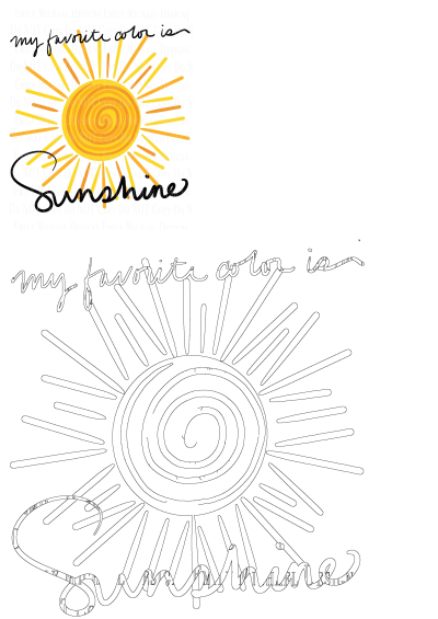 My Favorite Color Sunshine Quote Graphic: a vibrant yellow sun with 'My favorite color is Sunshine' text, plus a clean outline version.
