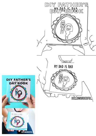 DIY Father's Day book featuring a child's drawing of a dad and child, with 'My Dad Is Rad' on the cover, held by hands.