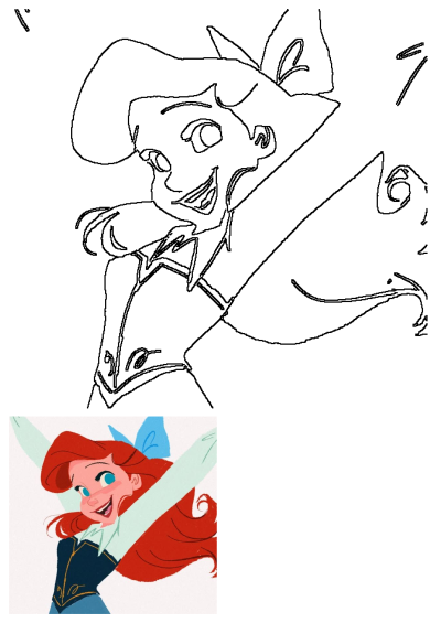 An expressive illustration of Ariel from The Little Mermaid, smiling widely with her red hair and arms joyfully spread.