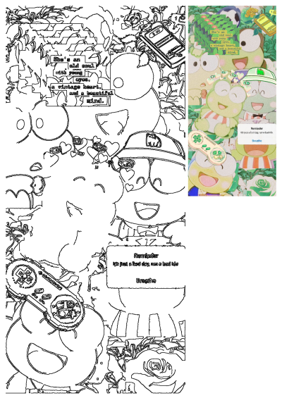 Keroppi cartoon characters in a vintage aesthetic collage, featuring inspiring quotes and retro gaming elements, perfect for fans.