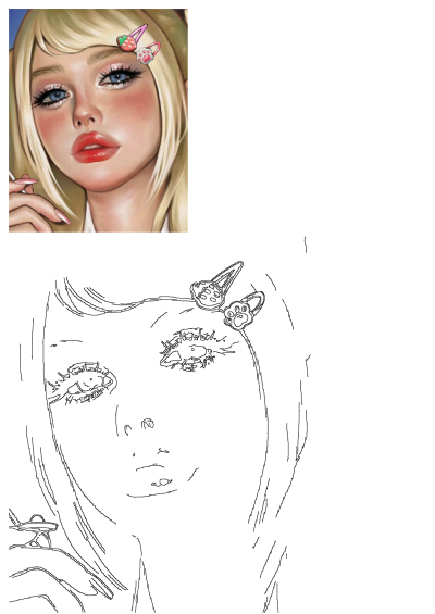 A close-up of a kawaii anime schoolgirl with blonde hair, blue eyes, and playful strawberry and paw print hair clips, holding a lollipop.