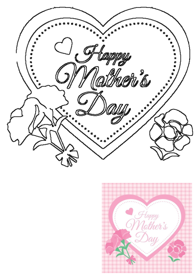 A charming pink Happy Mother's Day card featuring pink roses, a heart frame, and a sweet gingham background.