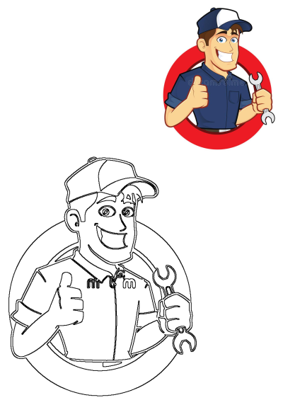 A cheerful male mechanic cartoon character in a blue uniform and cap, holding a wrench and giving a thumbs-up gesture.
