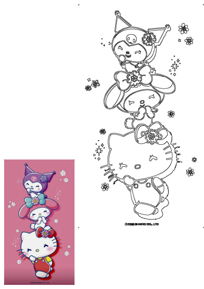 Vibrant pink wallpaper featuring Sanrio's Hello Kitty, Kuromi, and My Melody characters stacked with delicate flowers and sparkles.