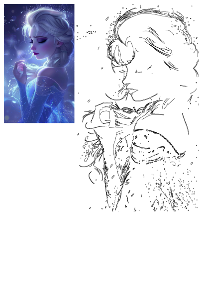 Elsa from Frozen in a stunning digital art fantasy portrait, radiating ice magic in her shimmering blue gown amidst sparkling snow.