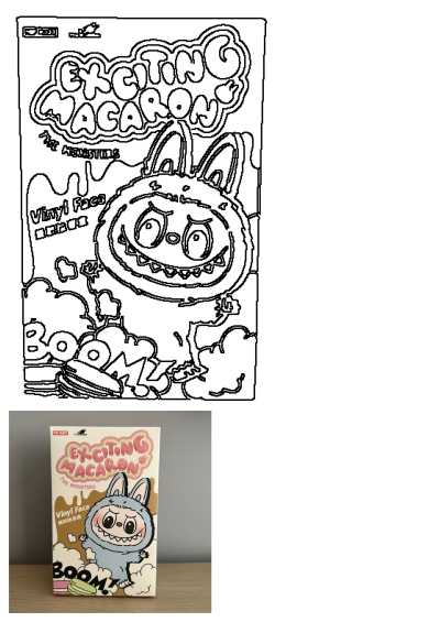 Unopened Labubu Exciting Macaron Series blind box, featuring the 'Vinyl Face' character with 'BOOM!' and vibrant macaron graphics on the packaging.