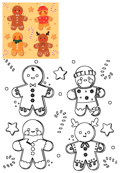 Festive gingerbread men Christmas clipart and line art, featuring charming cookie characters with candy canes and stars.