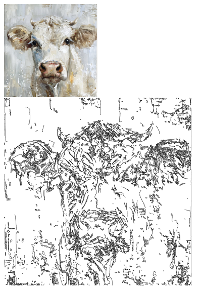 Charming white cow oil painting features thick impasto brushstrokes, perfect rustic farmhouse kitchen decor accent.