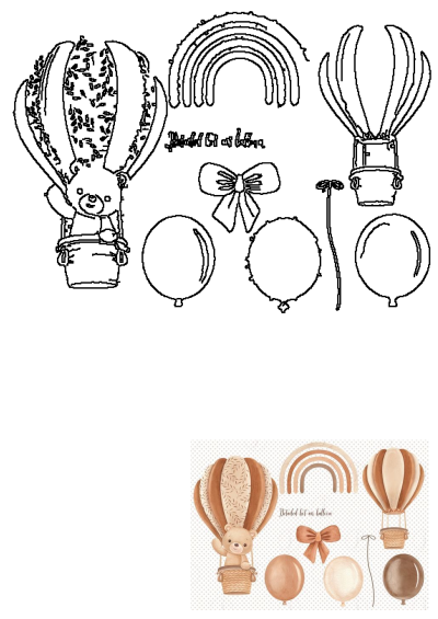 Adorable watercolor hot air balloon, teddy bear, and rainbow clipart set. Includes extra balloons and a bow for charming designs.
