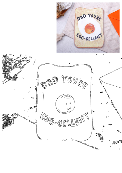 A funny Father's Day greeting card shaped like toast with a smiling fried egg and "Dad, You're Egg-Cellent" joke.