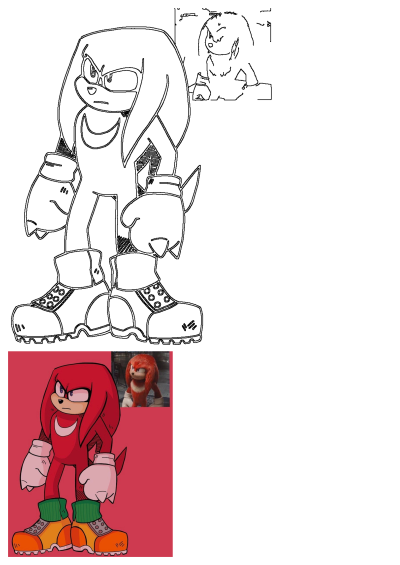 Knuckles Echidna fanart showcasing the character in his classic red form with white fists and detailed orange and green boots.