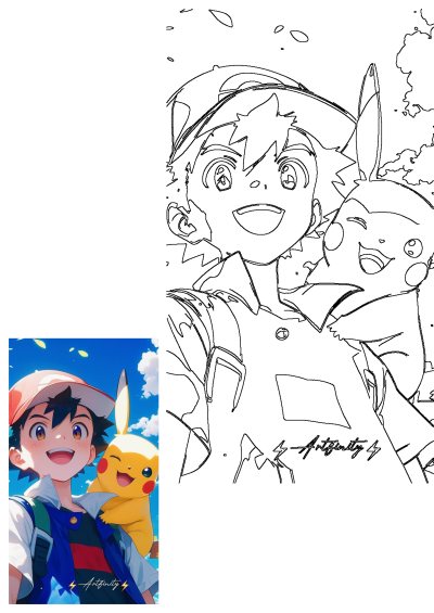 A cheerful Ash Ketchum smiles alongside his loyal Pikachu under a bright blue sky, featured in this vibrant Pokemon cartoon art.