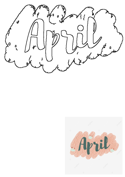 The word 'April' in a stylish teal font on a soft, textured pink cloud background, ideal for spring themes.