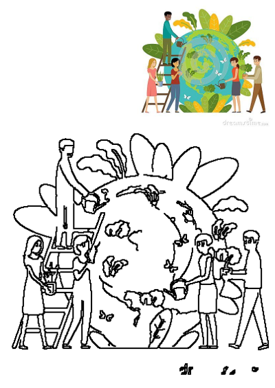 People Caring For Earth Planting Plants. Diverse team plants and waters plants around the globe, promoting environmental care and sustainability.