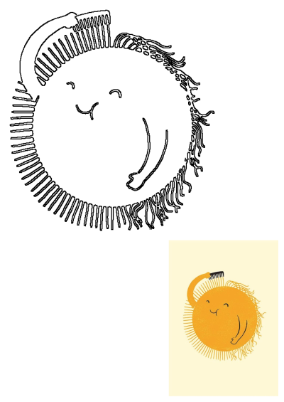 A cheerful cartoon sun with a happy face combs its orange, textured rays. Perfect for summer, vacation, or holiday booking themes.
