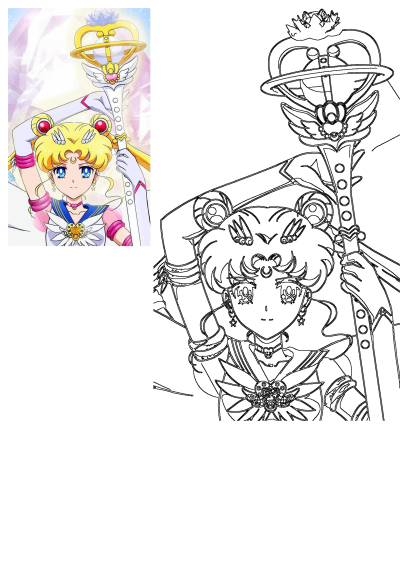 Vibrant illustration of Sailor Moon from the Eternal series, holding her iconic Tiare scepter.
