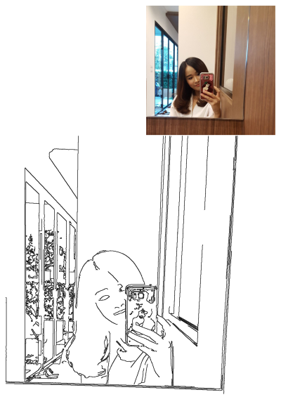 Pam Papimon taking a selfie in a mirror, holding a phone with a sparkly red Ariel phone case, in a modern room.