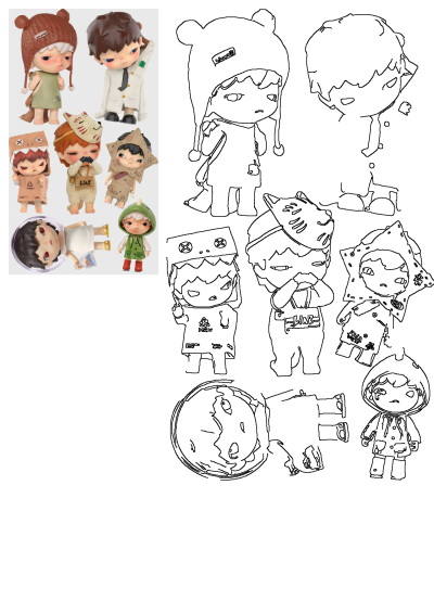 Quirky Hirono Mignon Series figure toys art collection features colorful sculpts and detailed black-and-white line art outlines.