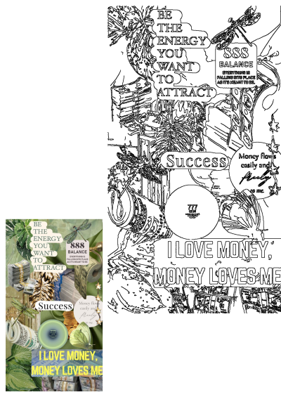 Inspirational vision board wallpaper featuring spiritual money affirmations like 'I LOVE MONEY', abundance symbols, cash, and positive quotes.