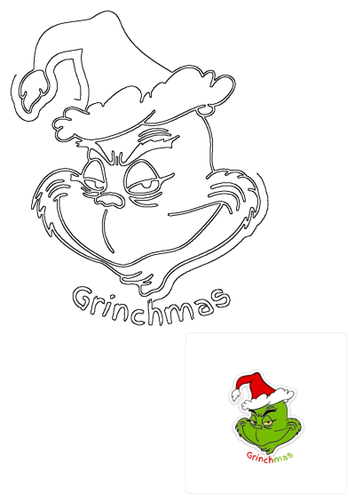Vibrant Grinchmas sticker with a green Grinch head wearing a festive red Santa hat and mischievous expression.