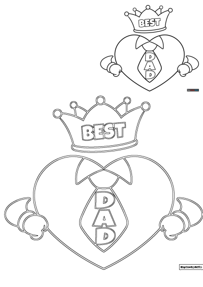 Celebrate dad with this Best Dad heart, tie, and crown outline. Perfect for a Father's Day activity or craft.