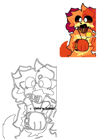 A vibrant cartoon fox character, with orange and red fur and expressive eyes, happily holds a brown food item in its paw.