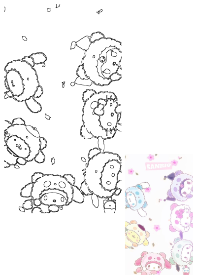Cute Sanrio Character Stickers Pastel Colors, featuring My Melody, Pompompurin, and more adorable characters dressed as sheep with flowers.