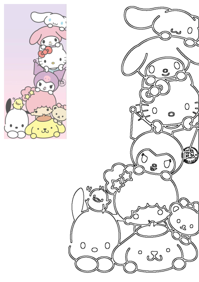 Cute cartoon animal friends, including Hello Kitty, Cinnamoroll, and My Melody, stacked playfully on a soft pink background.