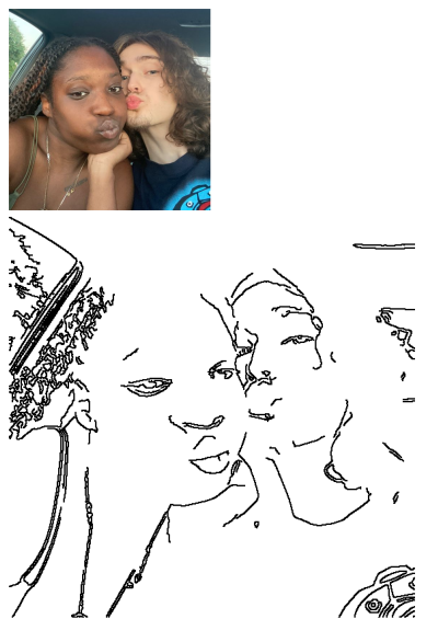 Aliyah and her friend share a sweet pucker up kissing selfie, captured in a car. A tender moment between friends or a couple.