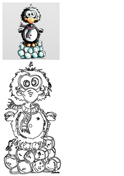 A charming cartoon penguin with big blue eyes and a striped scarf sits on a stack of glistening ice eggs.