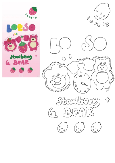 Vibrant pink Lotso Strawberry Bear poster featuring multiple Lotso bears, colorful 'LOTSO' text, a strawberry clock, and lovely strawberries.