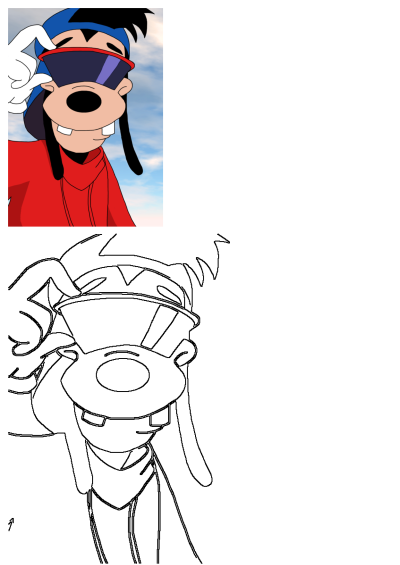Cool Max Goof Disney Cartoon Art featuring Max Goof in a blue cap and red hoodie, adjusting futuristic sunglasses.