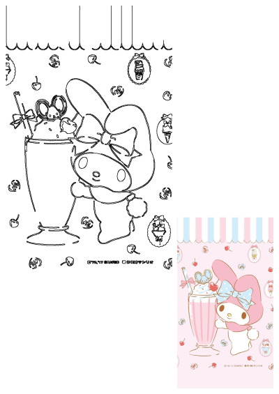 My Melody wallpaper featuring the cute Sanrio character with a pink milkshake, topped with whipped cream, a cherry, and a small friend.