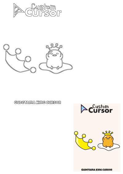 Gudetama King with a golden crown as a custom cursor design. Features the popular lazy egg character ready to rule your screen.