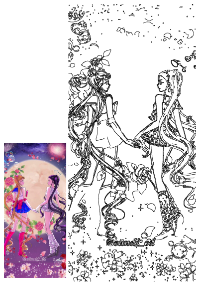 Kawaii fanart featuring Sailor Moon and Jennie Kim holding hands, surrounded by elegant roses and magical bubbles under a starry night sky.