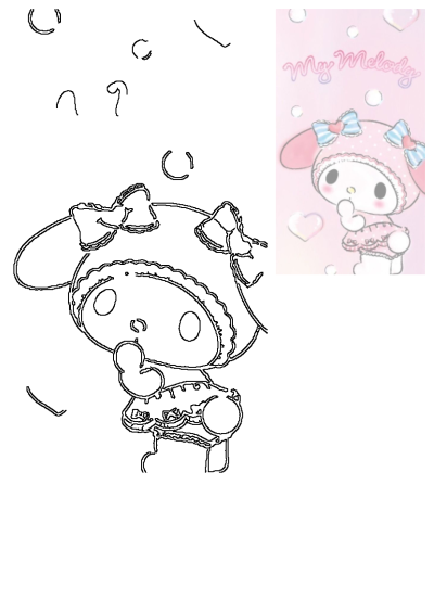 My Melody pink card cute Sanrio character artwork. Features character in pink hood with blue bows, finger to lips, on a pink background.