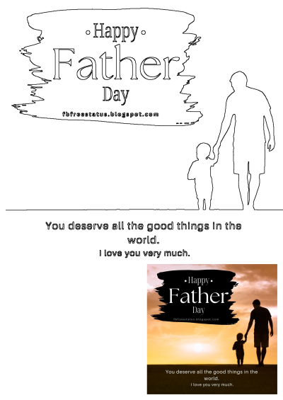A Happy Fathers Day card featuring a loving dad and child silhouette against a sunset, with a heartfelt message.