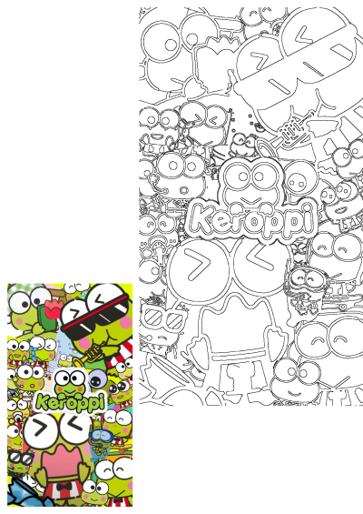 An engaging Keroppi character collage featuring multiple cartoon frogs in various playful poses, ready to be brought to life with color.