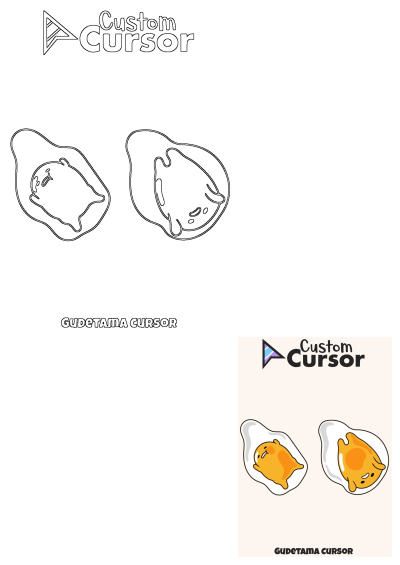 Gudetama fried egg custom cursor set featuring the lazy egg yolk character in two poses, perfect for personalized mouse cursors.