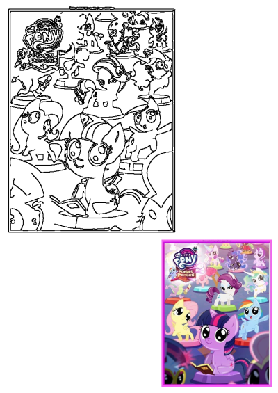 Vibrant My Little Pony Pocket Ponies poster showing Twilight Sparkle reading, surrounded by colorful collectible pony characters from the game.