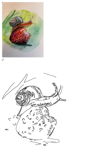 A vibrant watercolor painting depicting a small snail gracefully crawling on a juicy red strawberry against a soft green background.